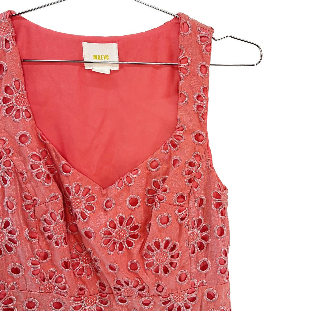 ANTHROPOLOGIE MAEVE Coralshine Sleeveless Floral Eyelet‎ Lace Dress • 2 • pink